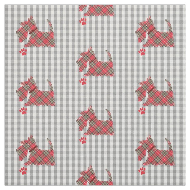 Tela Tartán Terrier Dogs Gingham Plaid (Retal)