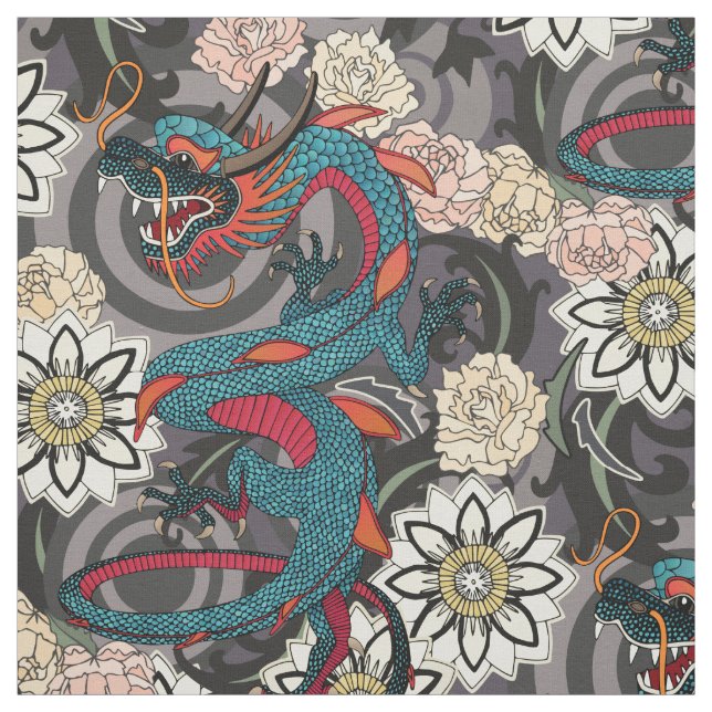 Tela tatuaje de dragón oscuro (Retal)