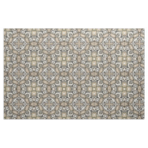 Tela Taupe Brown Gray Beige Hip Motif de Arte Bohemio