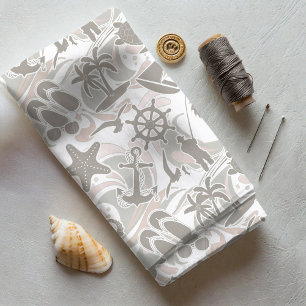 Tela Taupe de patrón de playa náutica ID839