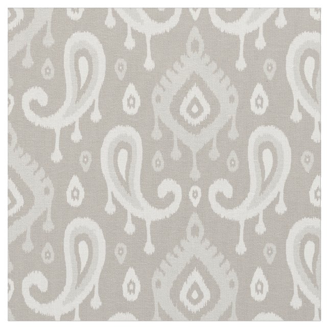 Tela Taupe Ikat Paisley (De cerca)