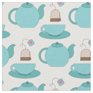 Tela Taza de té y tetera Cute Cafe Barista