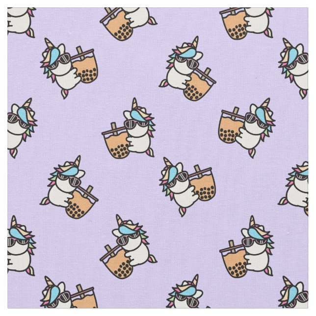 Tela Té de burbuja y unicornio (De cerca)