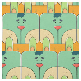 Tela Team Bunny Face - Verde y Naranja