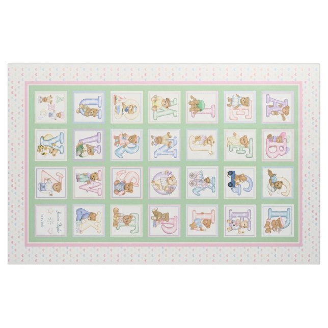 Tela Teddy Bear Alphabet Cheater Quilt Pattern (Yarda)