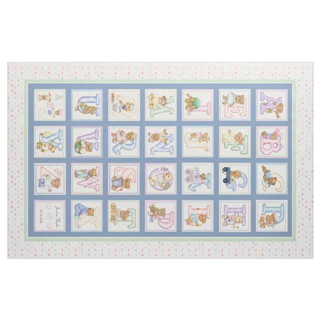 Tela Teddy Bear Alphabet Cheater Quilt Pattern (Yarda)