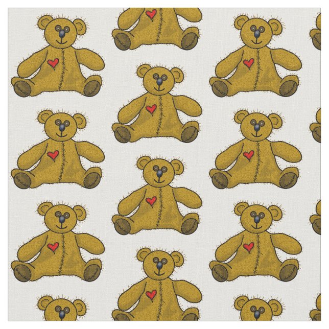 Tela Teddy Bear Fabric Feliz (De cerca)