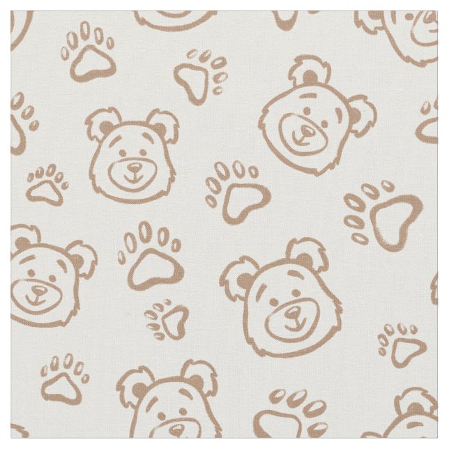 Tela Teddy Bear Paws Boho Boy Baby Kids Neutral Beige (De cerca)