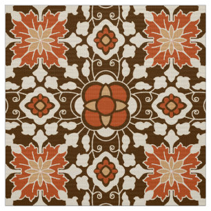 Tela Teja, Brown, moho y beige marroquíes florales
