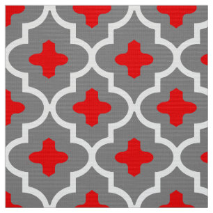 Tela Teja marroquí, gris clásico/gris y rojo