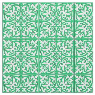 Tela Teja marroquí - verde y blanco de jade