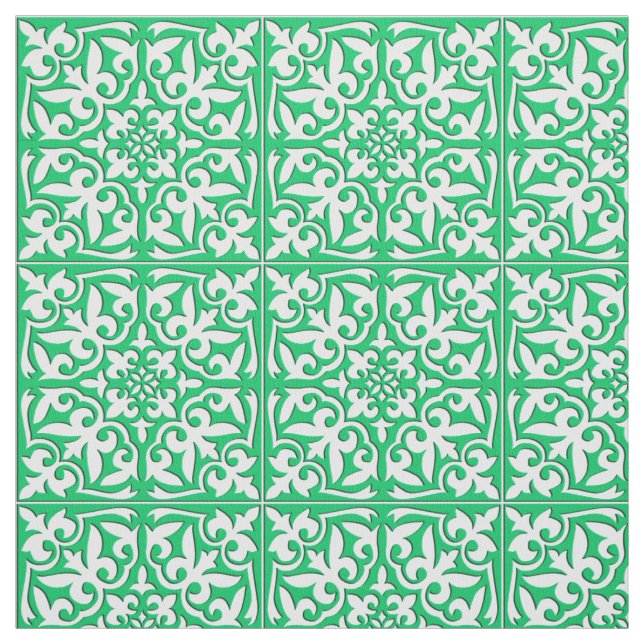 Tela Teja marroquí - verde y blanco de jade (Retal)