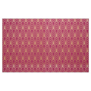 Tela Tejido Art Déco Nuevo. (Rojo y Oro.)