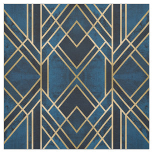 Tela Tejido - Azul Art Deco y con espejos dorados