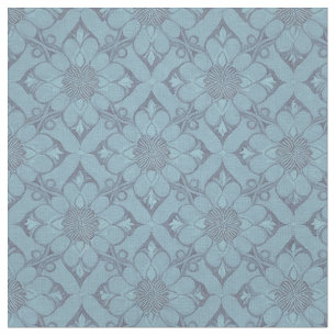 Tela Tejido azul de hilo floral victoriano