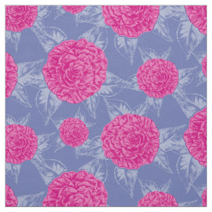 Tela Tejido azul rosado con estampado de Camila