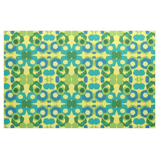 Tela Tejido azul turquesa verde hexagonal ("Cuarto gordo" (fat quarter))