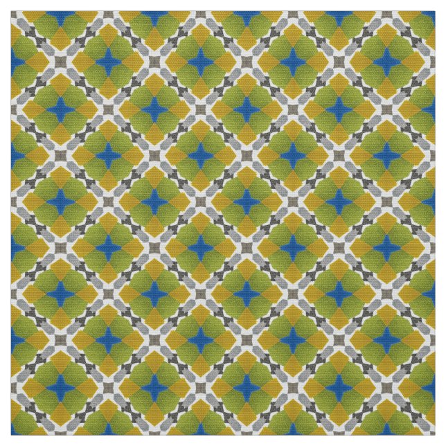 Tela Tejido blanco amarillo azul (Retal)