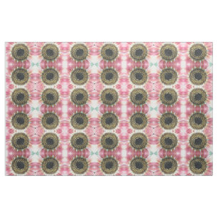 Tela Tejido con estampado floral de girasol rosado de b