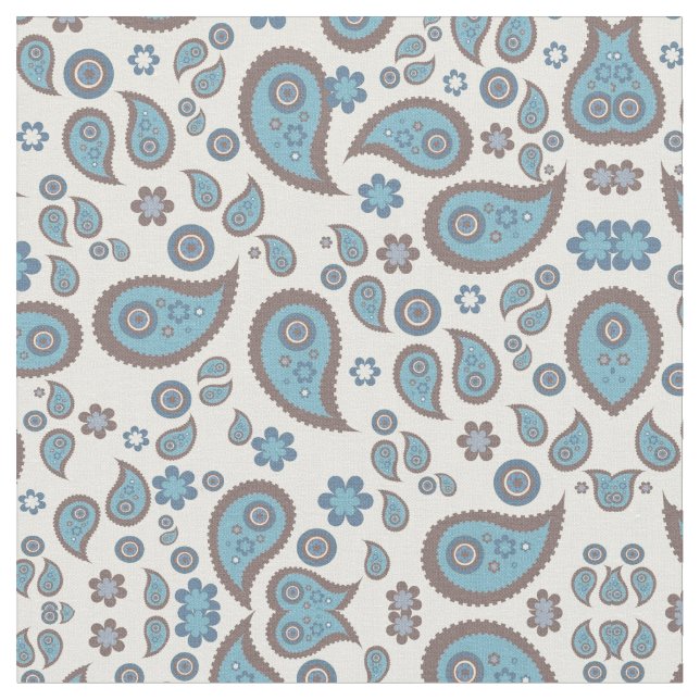 Tela Tejido con motivos de Blue Paisley (De cerca)