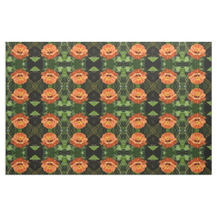 Tela Tejido con motivos florales de la naranja Zinnia