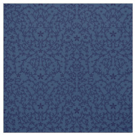 Tela Tejido con ornamento botánico azul oscuro