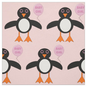 Tela Tejido con patentado pingüino de bebé rosa lindo