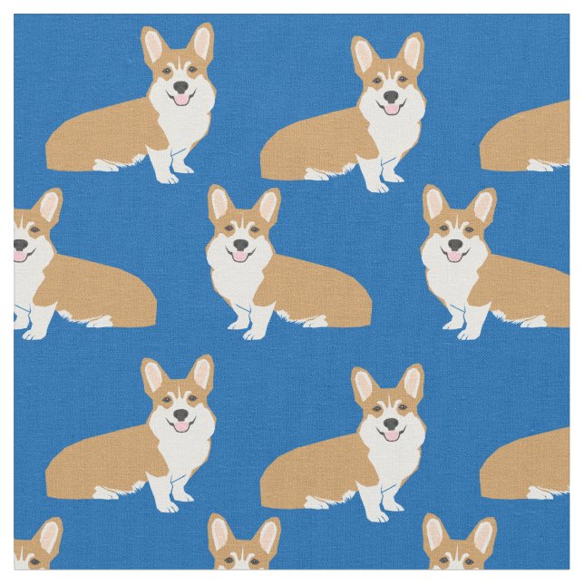 Tela Tejido corgi - diseño de tejido corgi azul (De cerca)