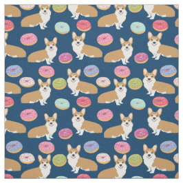Tela Tejido Corgis Donuts - diseño bonito de los donut