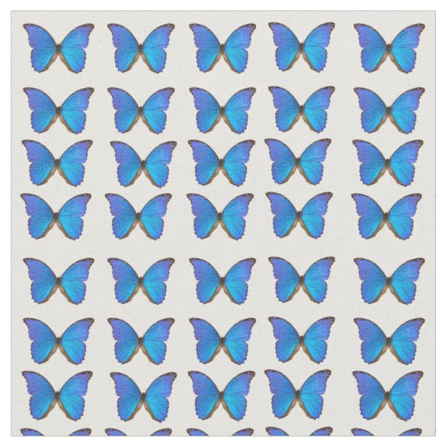 Tela Tejido de algodón de morfo azul Mariposa (De cerca)