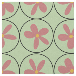 Tela Tejido de Algodón Peinado de Baldosa Floral Retro