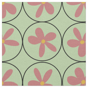 Tela Tejido de Algodón Peinado de Baldosa Floral Retro