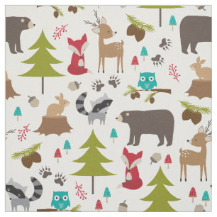 Tela Tejido de animales de bosque