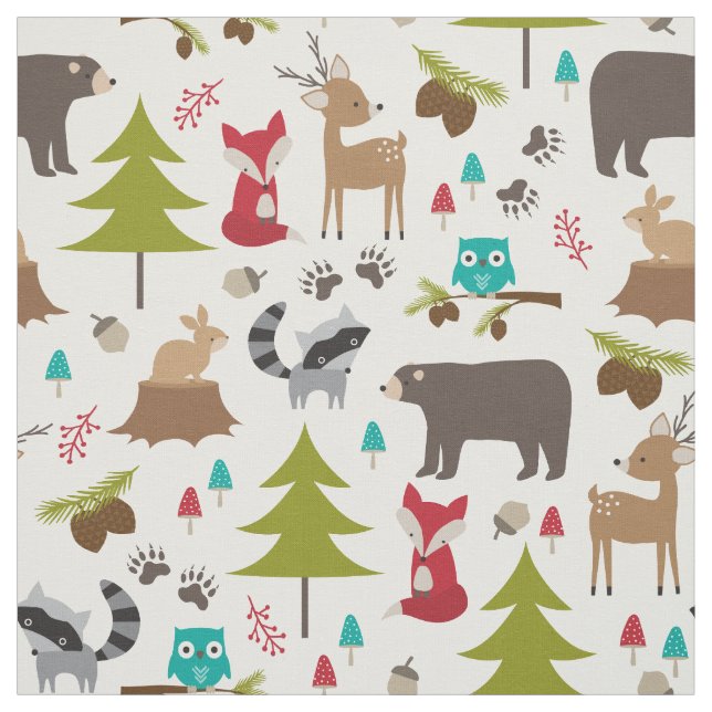 Tela Tejido de animales de bosque (Retal)