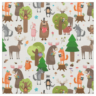 Tela Tejido de animales de bosque