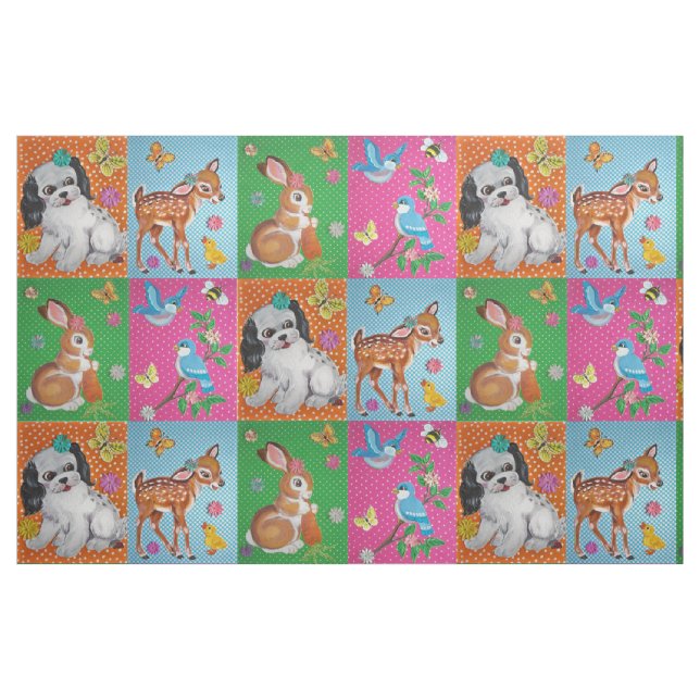 Tela Tejido de animales para bebés, aspecto de cosecha  ("Cuarto gordo" (fat quarter))