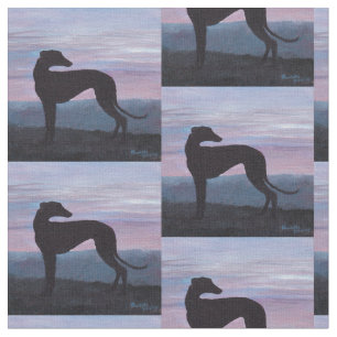 Tela Tejido de arte de perro de silueta gris