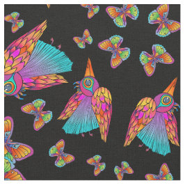 Tela Tejido de aves y mariposas