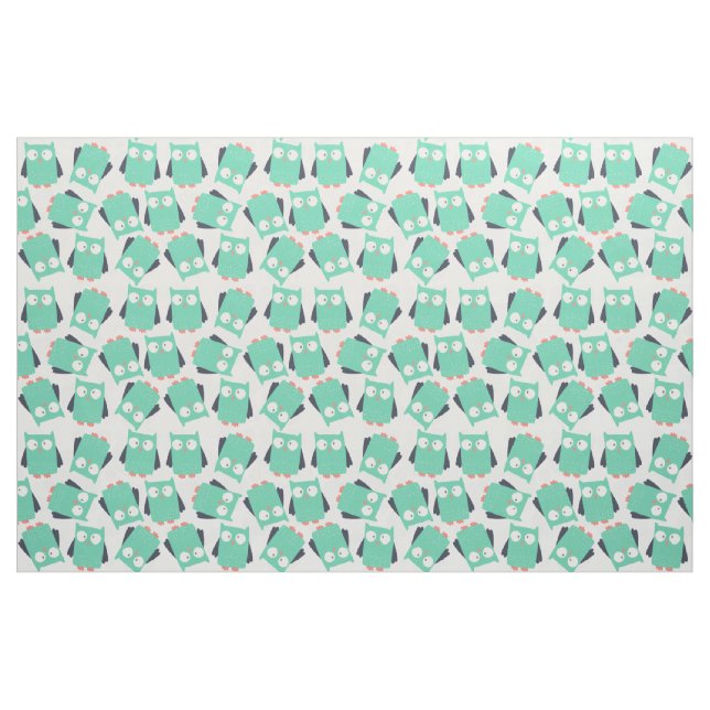 Tela Tejido de búhos Verde azulados ("Cuarto gordo" (fat quarter))