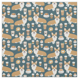 Tela Tejido de café corgi - tejido de corgi lindo