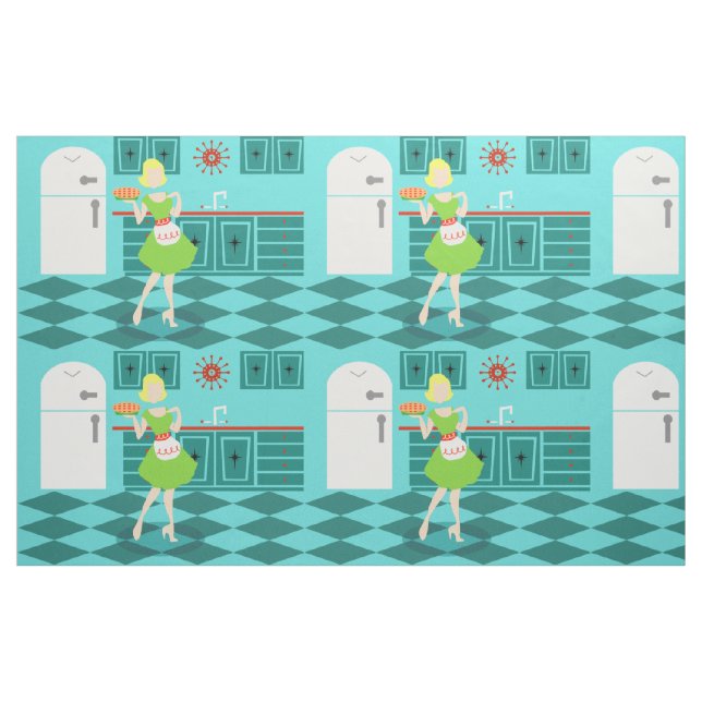 Tela Tejido de cocina retro ("Cuarto gordo" (fat quarter))