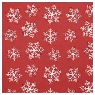 Tela Tejido de copo de nieve rojo