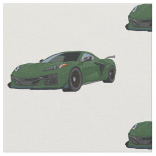 Tela Tejido de dibujo de mano de Corvette C8 verde oscu