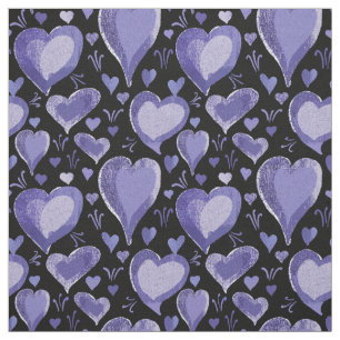 Tela Tejido de dibujo del patrón Black Purple Heart