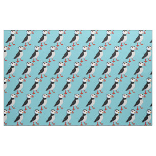 Tela Tejido de diseño con baldosas Cute Puffins