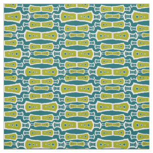 Tela Tejido de diseño tribal de resumen blanco Verde az