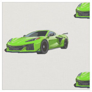 Tela Tejido de esbozo dibujado a mano del Corvette Lime