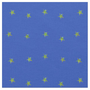 Tela Tejido de estrellas azules y amarillas