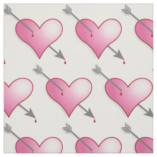 Tela Tejido de flecha y corazón rosado