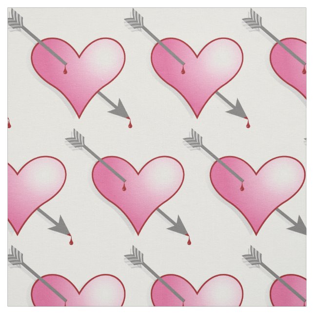 Tela Tejido de flecha y corazón rosado (Retal)